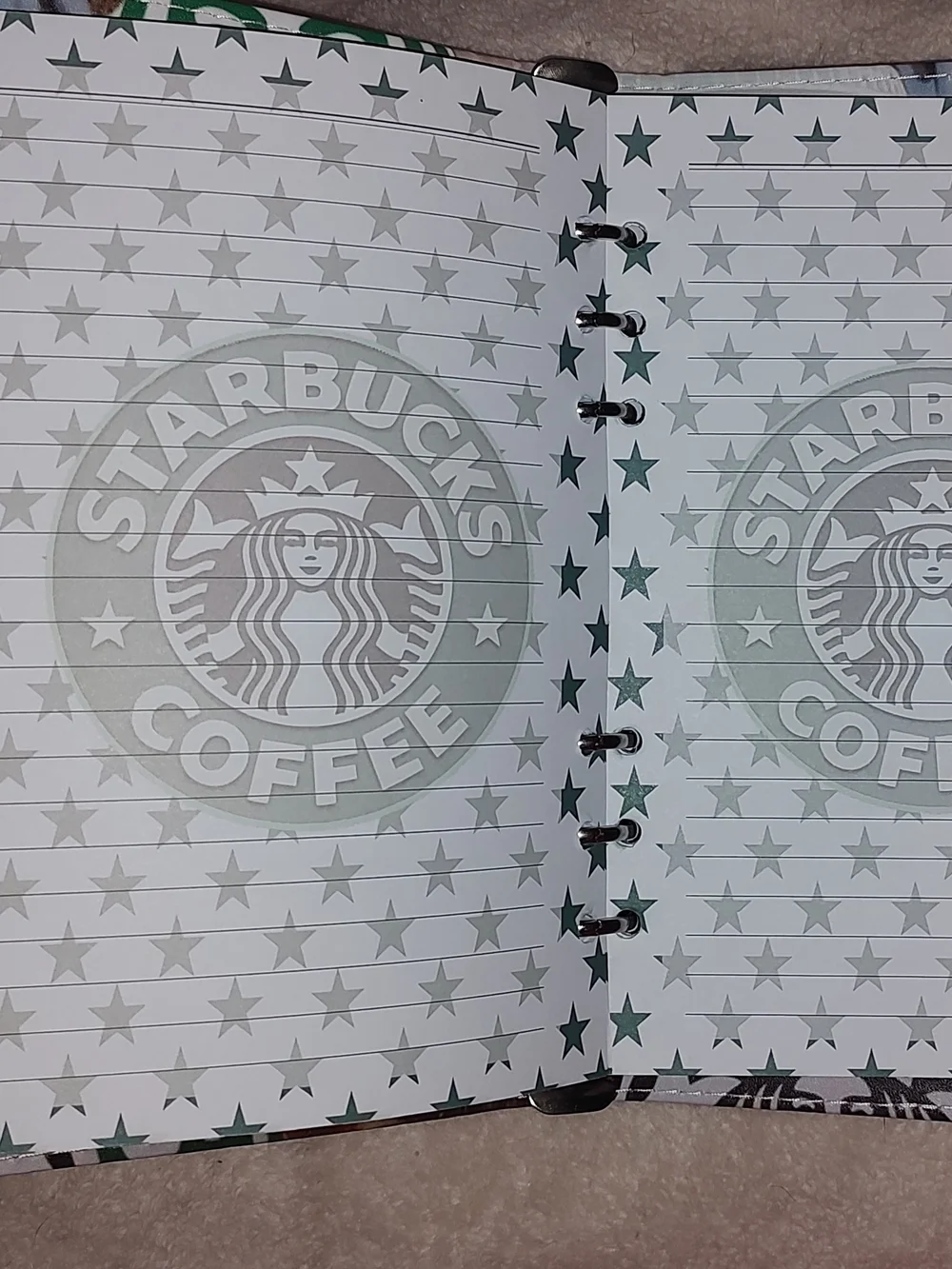 New! A5 Starbucks Logo Coffee Collage Sleeve - Green & Brown Binder Notebook
